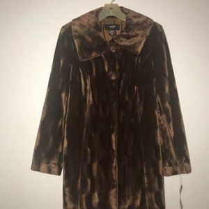 Alfani Faux Fur Chocolate Brown Jacket w/Pockets, Petite/Small,